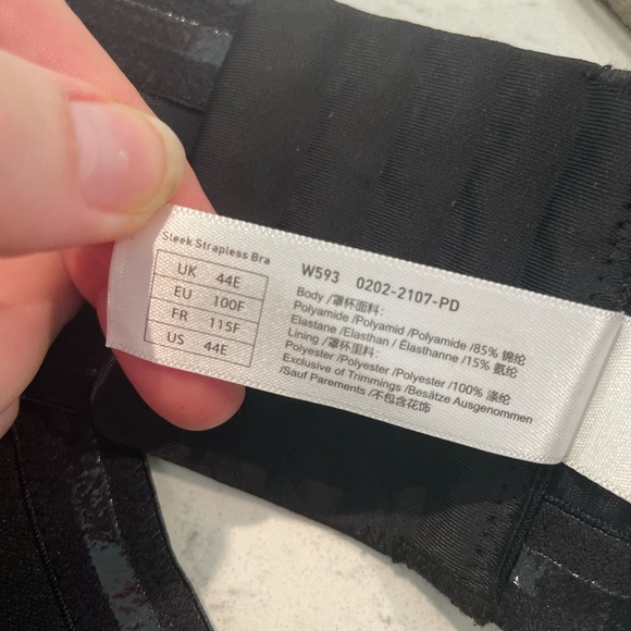 DELMIRA Black Strapless Bra with Straps Silicone Grip Size 44E - Picture 7 of 7